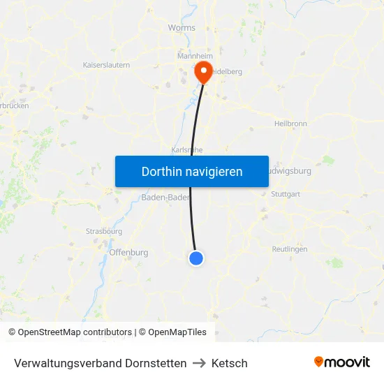 Verwaltungsverband Dornstetten to Ketsch map
