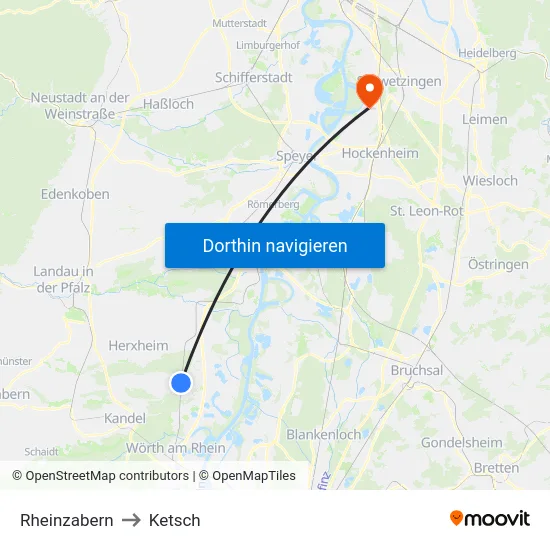 Rheinzabern to Ketsch map