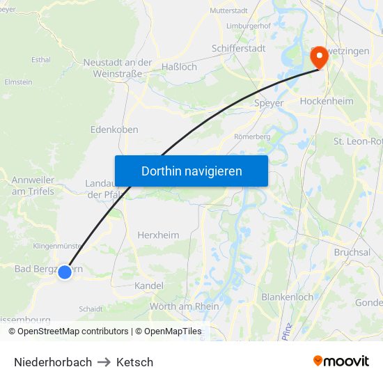 Niederhorbach to Ketsch map