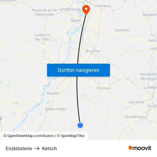 Enzklösterle to Ketsch map