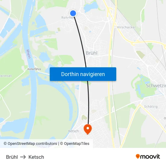 Brühl to Ketsch map