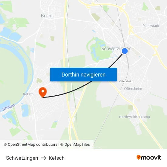 Schwetzingen to Ketsch map