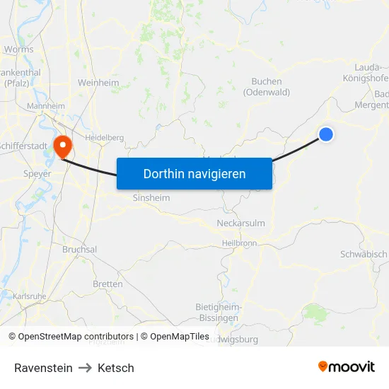 Ravenstein to Ketsch map