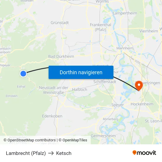 Lambrecht (Pfalz) to Ketsch map