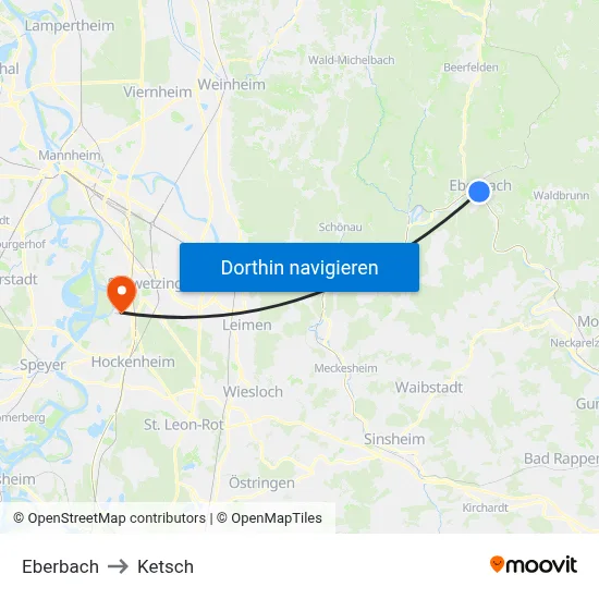 Eberbach to Ketsch map