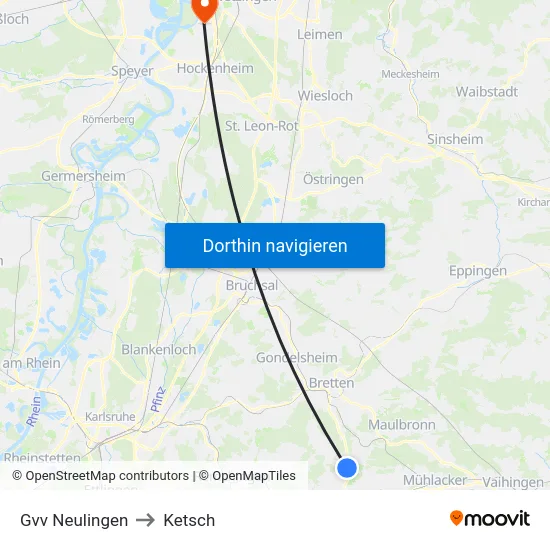 Gvv Neulingen to Ketsch map