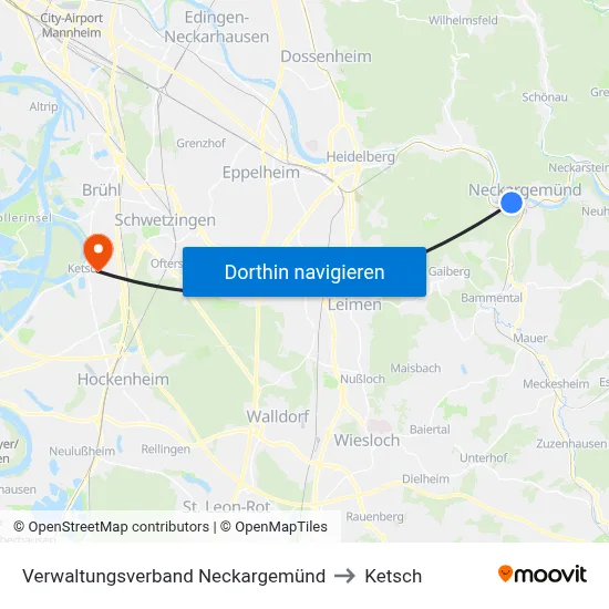 Verwaltungsverband Neckargemünd to Ketsch map