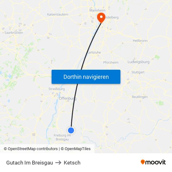 Gutach Im Breisgau to Ketsch map