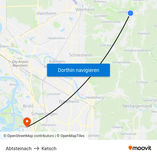 Abtsteinach to Ketsch map