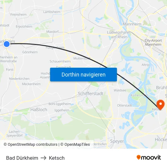 Bad Dürkheim to Ketsch map