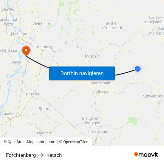 Forchtenberg to Ketsch map