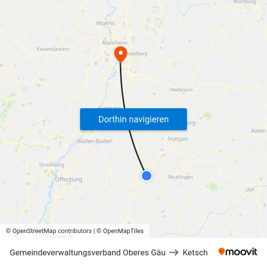 Gemeindeverwaltungsverband Oberes Gäu to Ketsch map