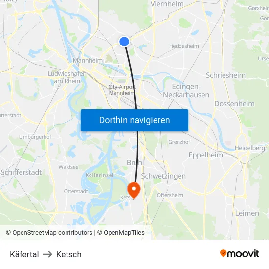 Käfertal to Ketsch map