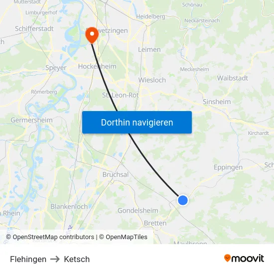 Flehingen to Ketsch map