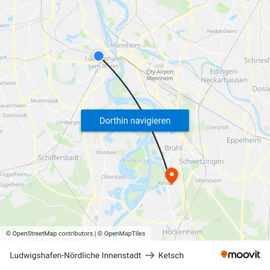 Ludwigshafen-Nördliche Innenstadt to Ketsch map
