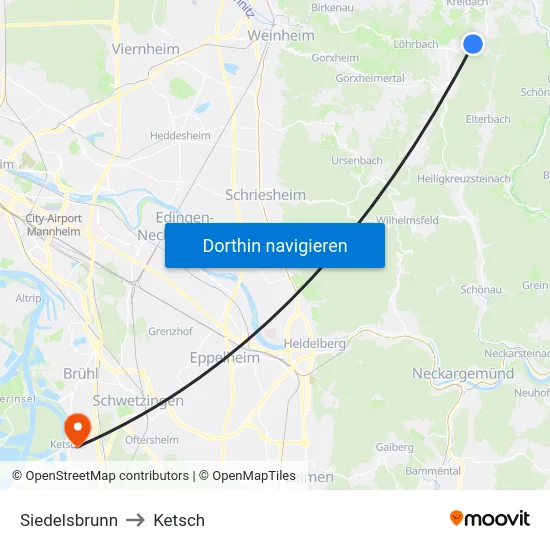 Siedelsbrunn to Ketsch map