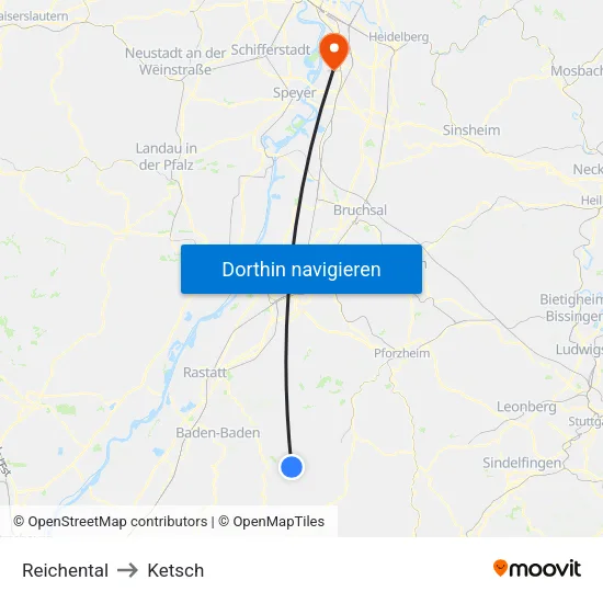 Reichental to Ketsch map
