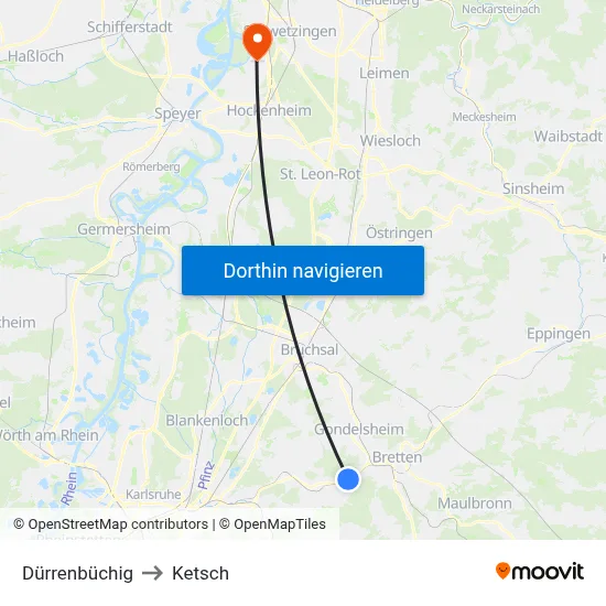 Dürrenbüchig to Ketsch map