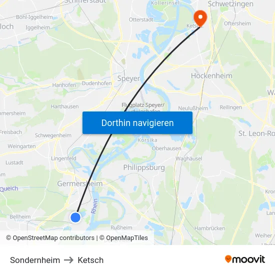 Sondernheim to Ketsch map