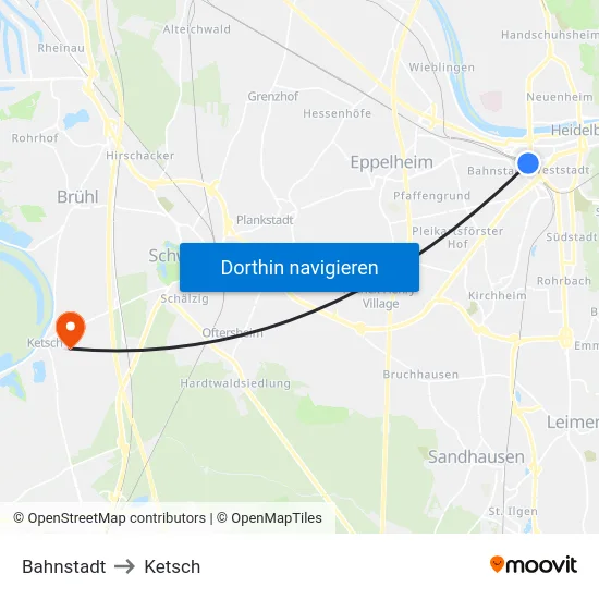 Bahnstadt to Ketsch map