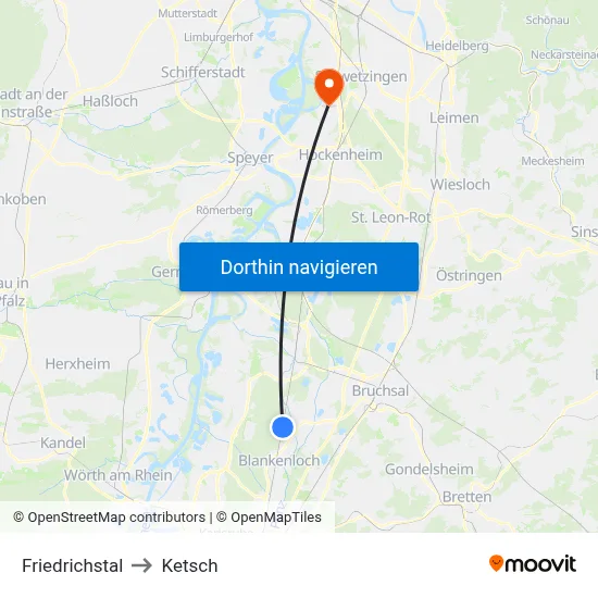 Friedrichstal to Ketsch map