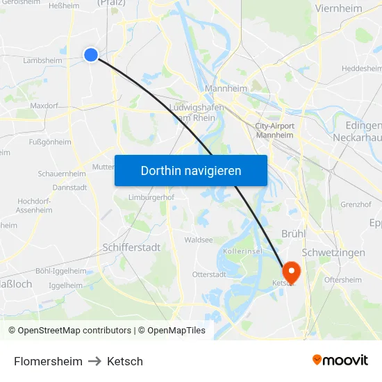 Flomersheim to Ketsch map