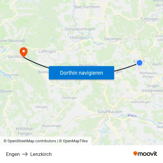 Engen to Lenzkirch map