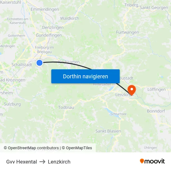 Gvv Hexental to Lenzkirch map