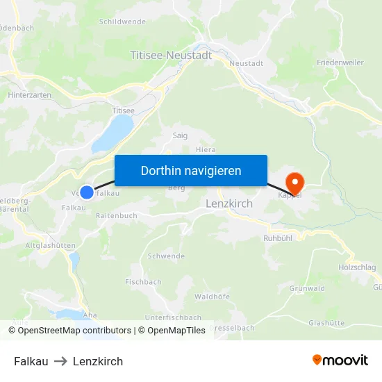 Falkau to Lenzkirch map