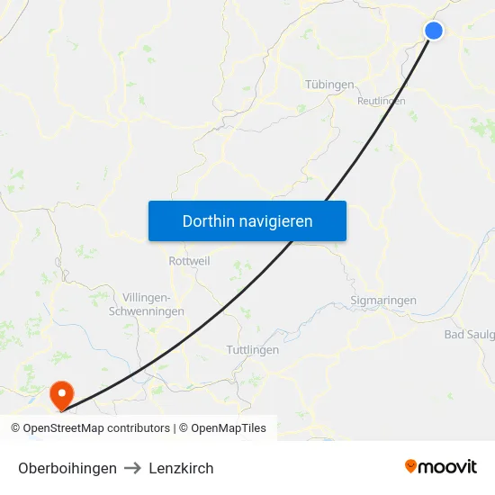 Oberboihingen to Lenzkirch map