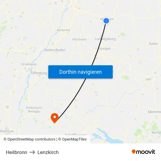 Heilbronn to Lenzkirch map