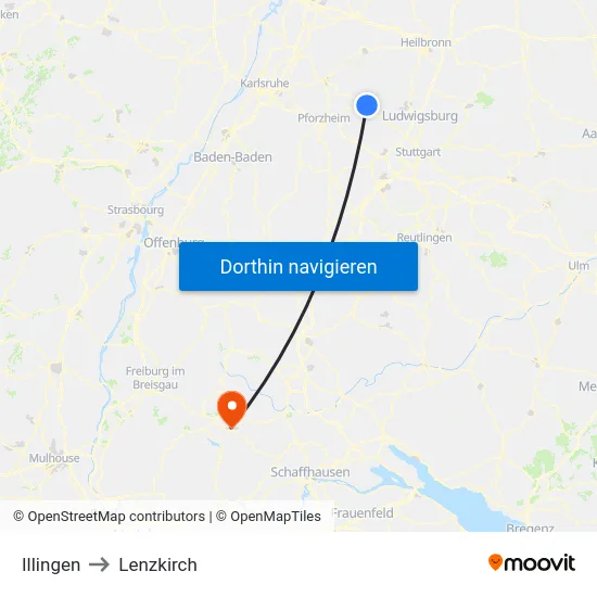 Illingen to Lenzkirch map
