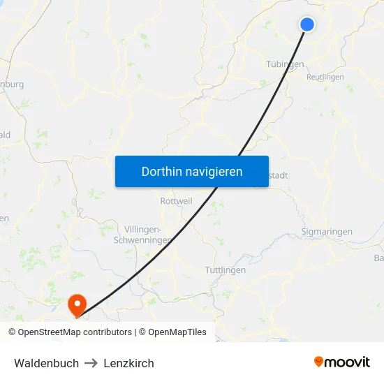 Waldenbuch to Lenzkirch map
