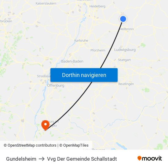 Gundelsheim to Vvg Der Gemeinde Schallstadt map