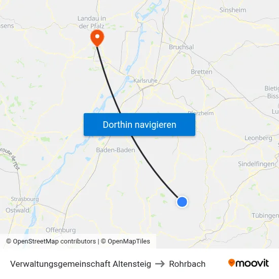 Verwaltungsgemeinschaft Altensteig to Rohrbach map
