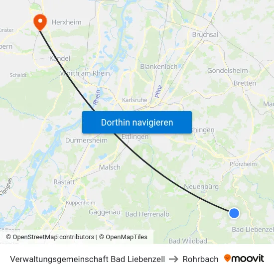 Verwaltungsgemeinschaft Bad Liebenzell to Rohrbach map