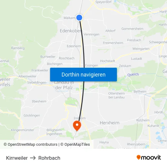 Kirrweiler to Rohrbach map