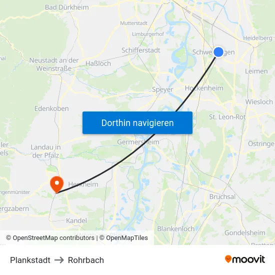 Plankstadt to Rohrbach map