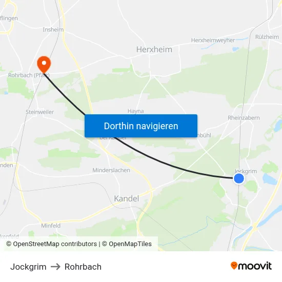 Jockgrim to Rohrbach map