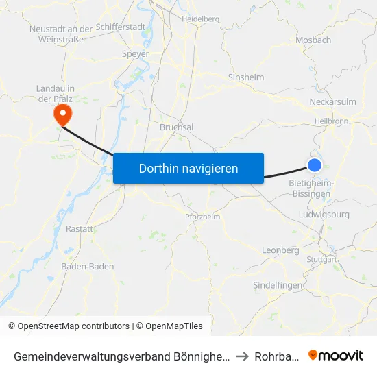 Gemeindeverwaltungsverband Bönnigheim to Rohrbach map