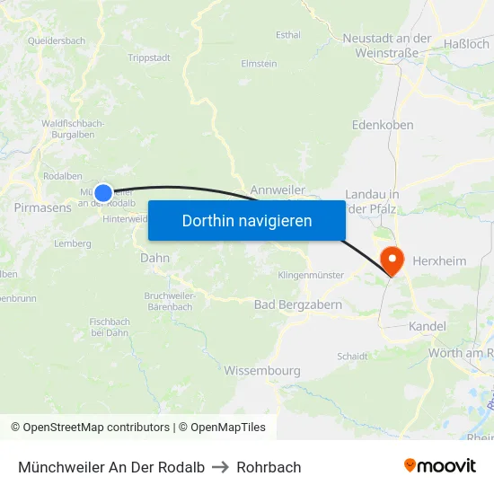 Münchweiler An Der Rodalb to Rohrbach map