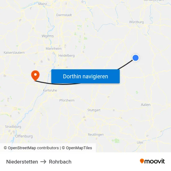 Niederstetten to Rohrbach map