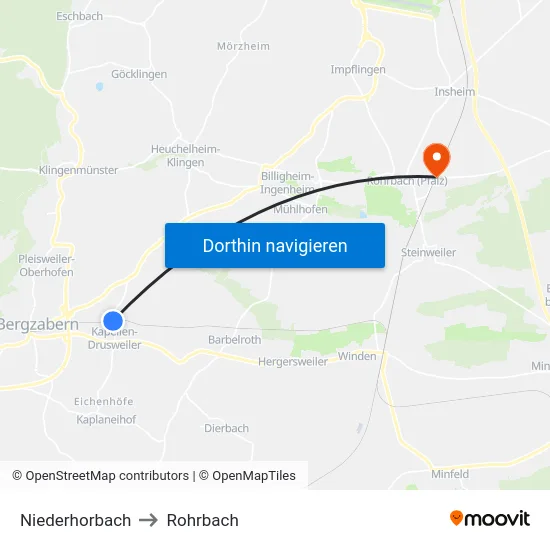 Niederhorbach to Rohrbach map