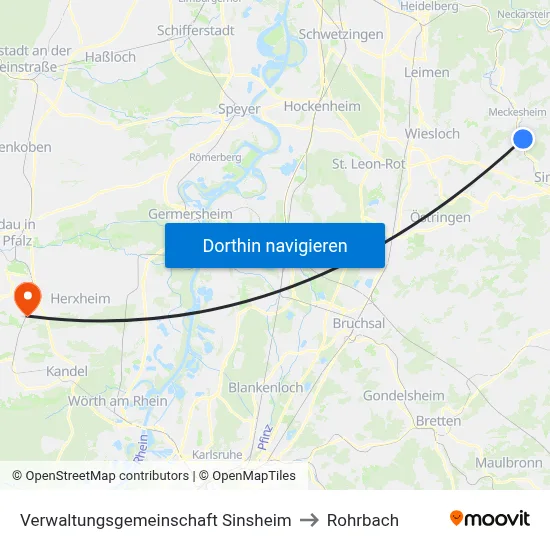 Verwaltungsgemeinschaft Sinsheim to Rohrbach map