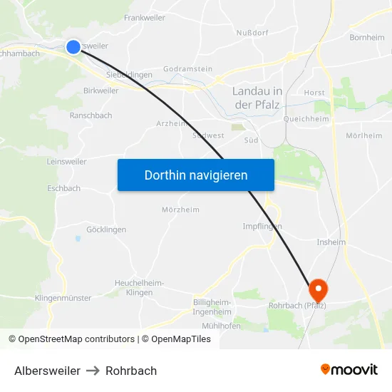 Albersweiler to Rohrbach map