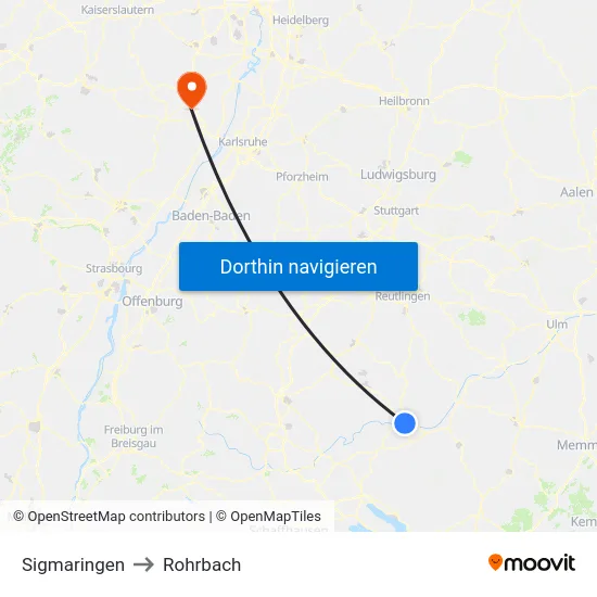 Sigmaringen to Rohrbach map