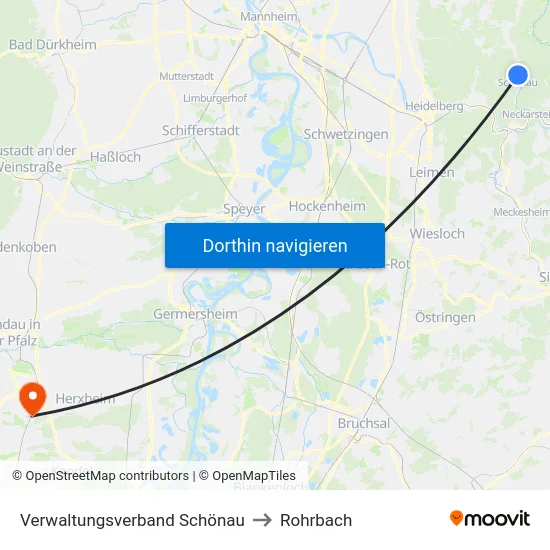 Verwaltungsverband Schönau to Rohrbach map