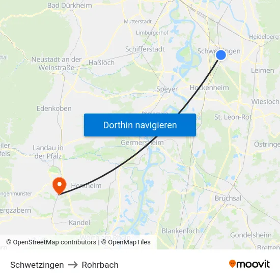 Schwetzingen to Rohrbach map