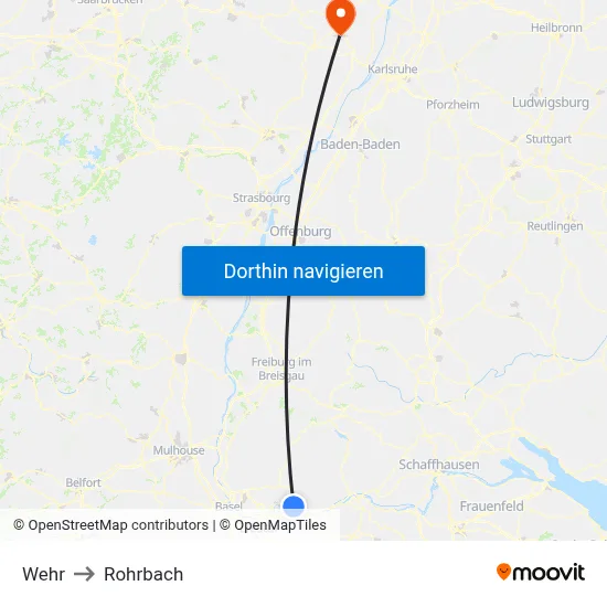 Wehr to Rohrbach map