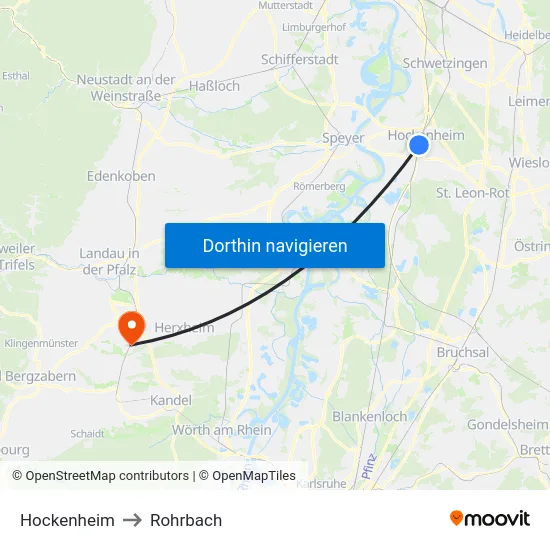 Hockenheim to Rohrbach map